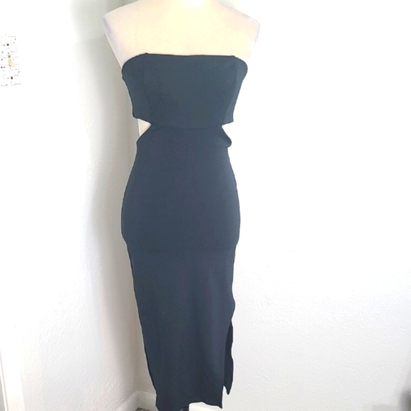 Socialite Dark Green Strapless Midi-Dress with Side Cut-outs, Size Medium - Picture 3 of 9